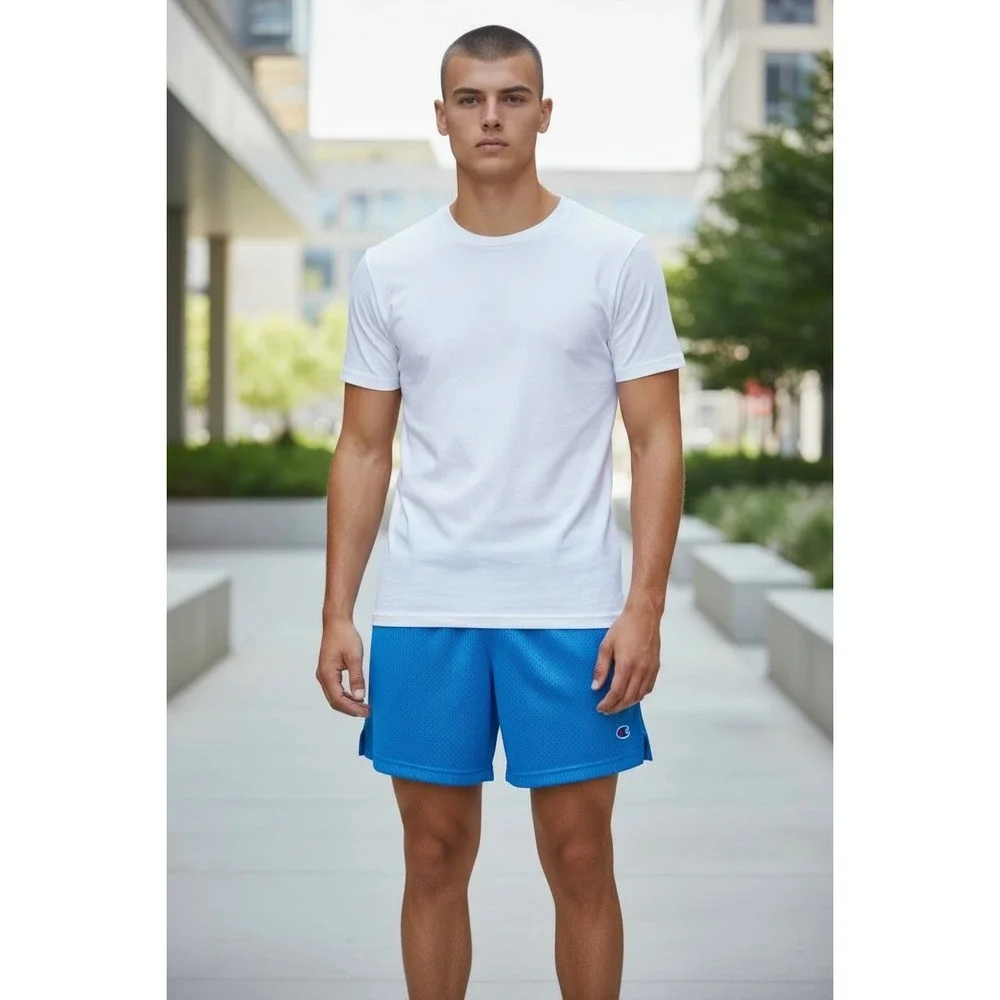 608 Champion Mens Mesh Short 7 Nebulas Blue Athletic Basketball CPM261SH85002 M